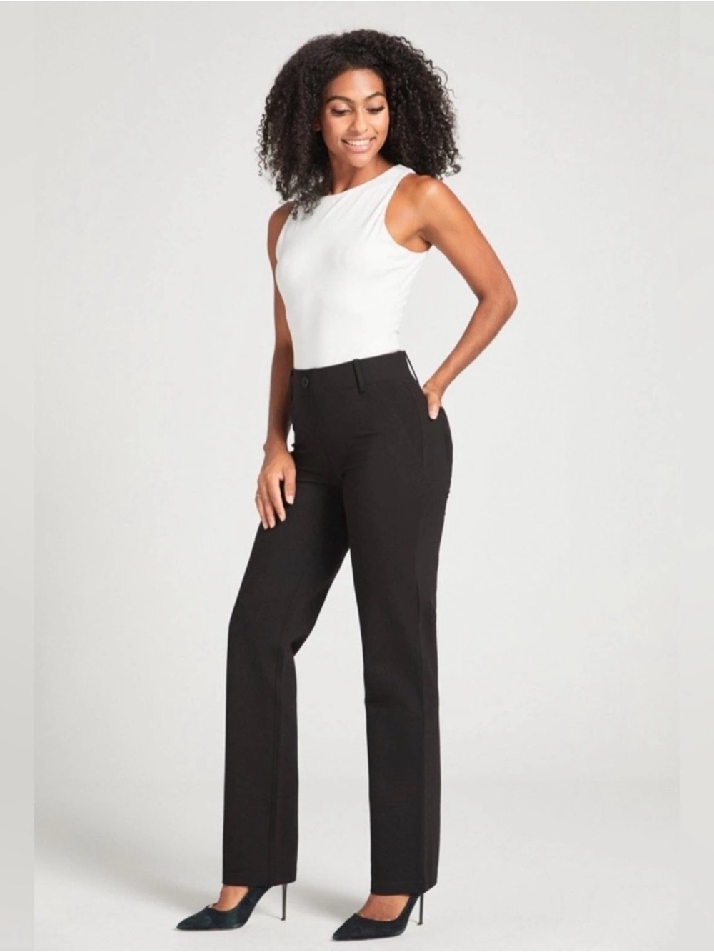 NWOT Betabrand Dress Pant Yoga Pants Bootcut Black Stretch Trousers Size Large